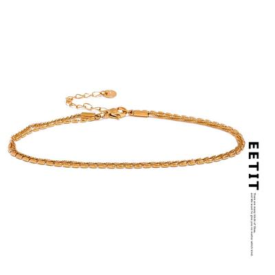 Classic Double Layer Exquisite Chain Stainless Steel Stylish Anklet Women Trendy Summer Charm Gold Silver Color Jewelry