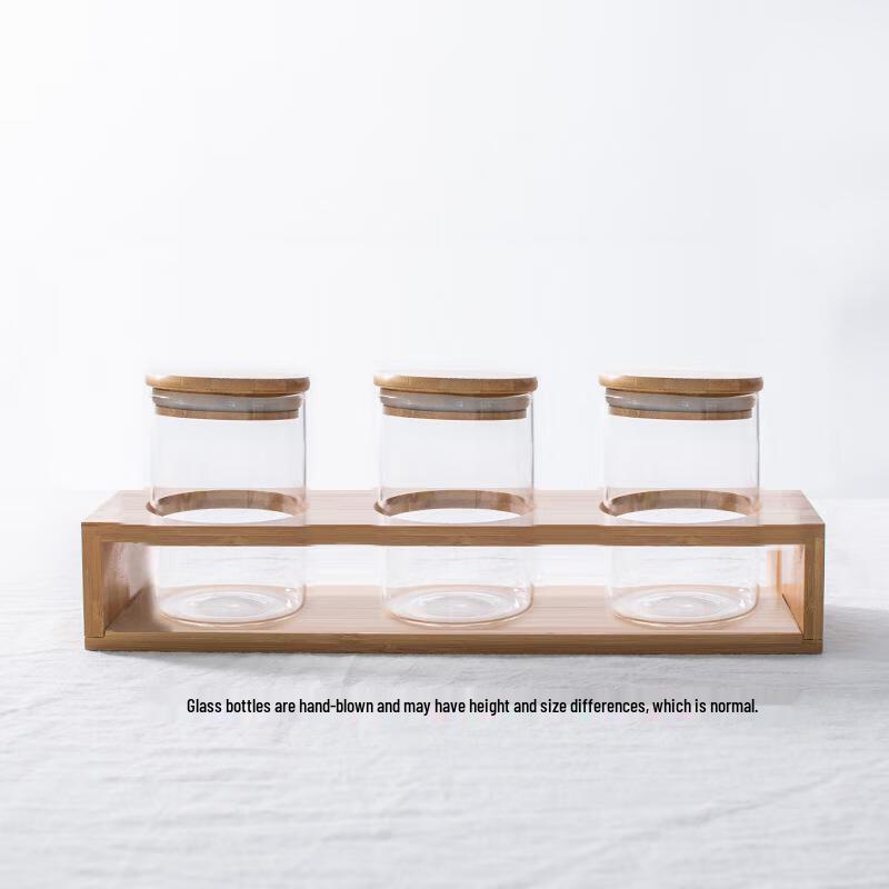 Qianxing High Borosilicate Glass Tea Jars with Bamboo Stand