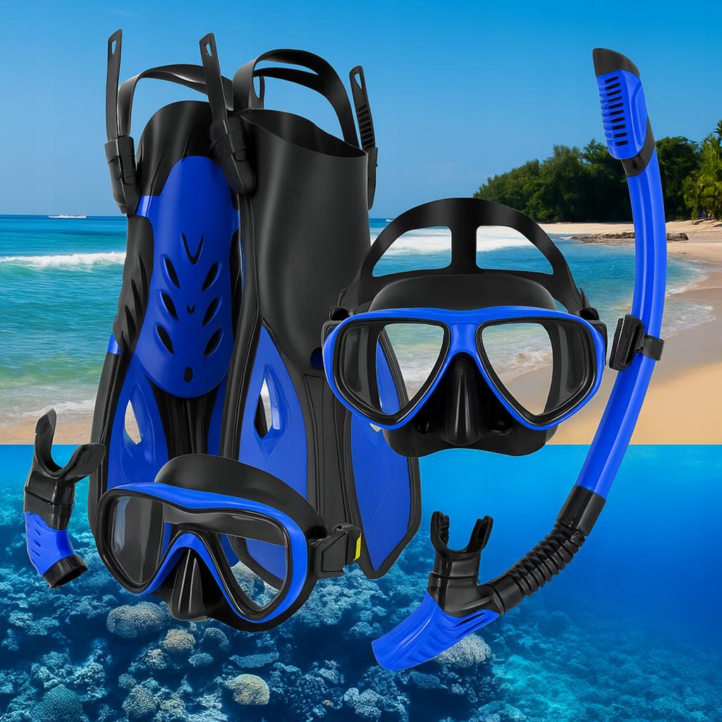 Diving Set Mask With Snorkel Fins For Swimming Sizes 38-42