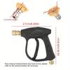 High Pressure Car Wash Gun, 4350PSI, M22-14/M22-15 Threads, 1/4" Quick Connect, 5 Nozzles, Durable Plastic, Battery-Free, Light