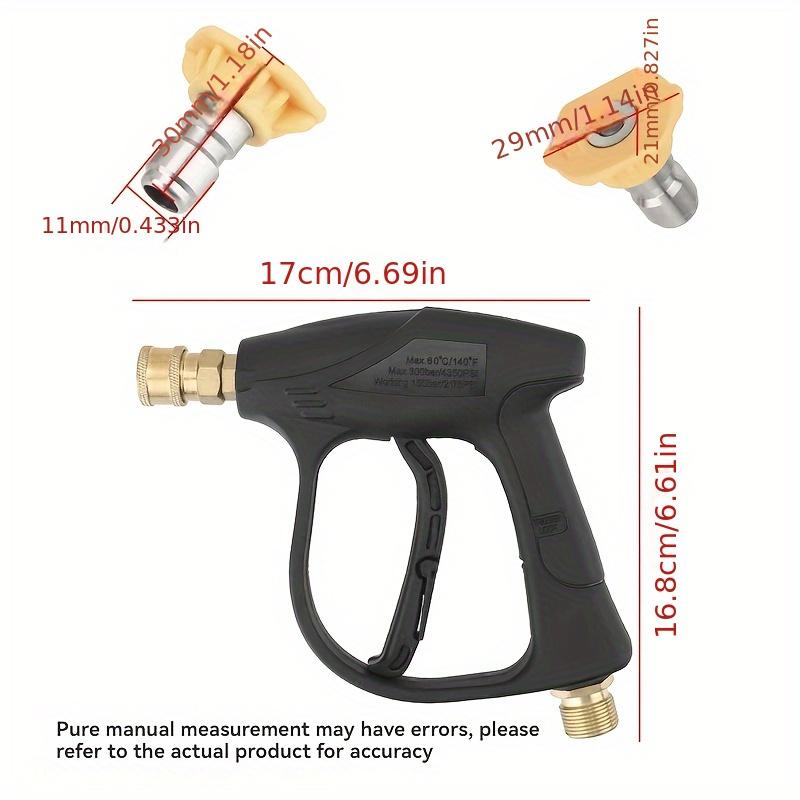 High Pressure Car Wash Gun, 4350PSI, M22-14/M22-15 Threads, 1/4" Quick Connect, 5 Nozzles, Durable Plastic, Battery-Free, Light
