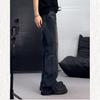 Jeans retrò americani taglia grande lavaggio vecchio chiusura diagonale bottoni pantaloni a zampa uomo e donna design di nicchia strascicanti