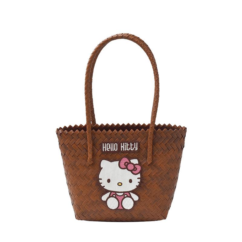 Summer New Straw Bag Shoulder Bucket Bag Casual Versatile Woven Bag Seaside Vacation Beach Bag