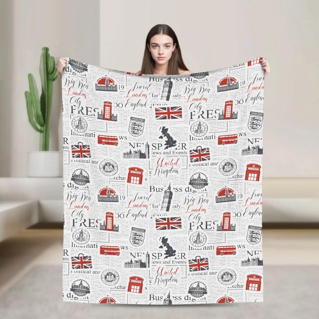Coperta in Flanella Union Jack Bandiera UK Simbolo Britannico di Londra Morbida Stampata Copriletto per Letto Divano Multifunzionale