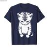 Mens Cotton Graphic Tee Streetwear Sad Kitten Meme Print Short Sleeve T-Shirt Youth Casual Wear