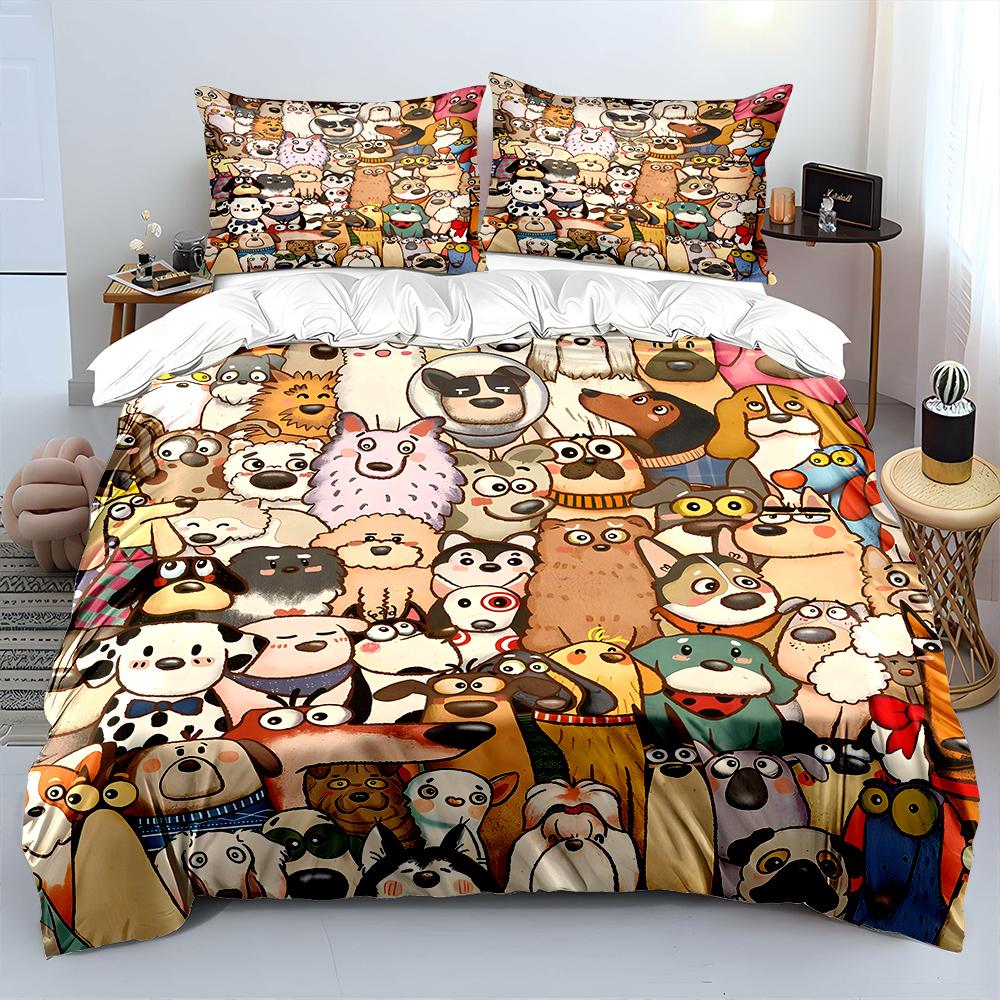 Cartoon dogs collection Bedding Set for Kids Luxury Gift 3pcs Digital Print Comforter Set Soft Comfortable Breathable for gifts