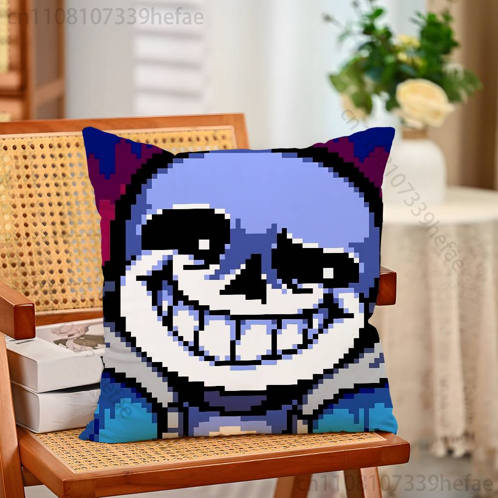 UUndertaleS Sans Pillow Case Plush Pillow Cases Home Decoration Pillow Cover for Sofa Bed Chair Living Room