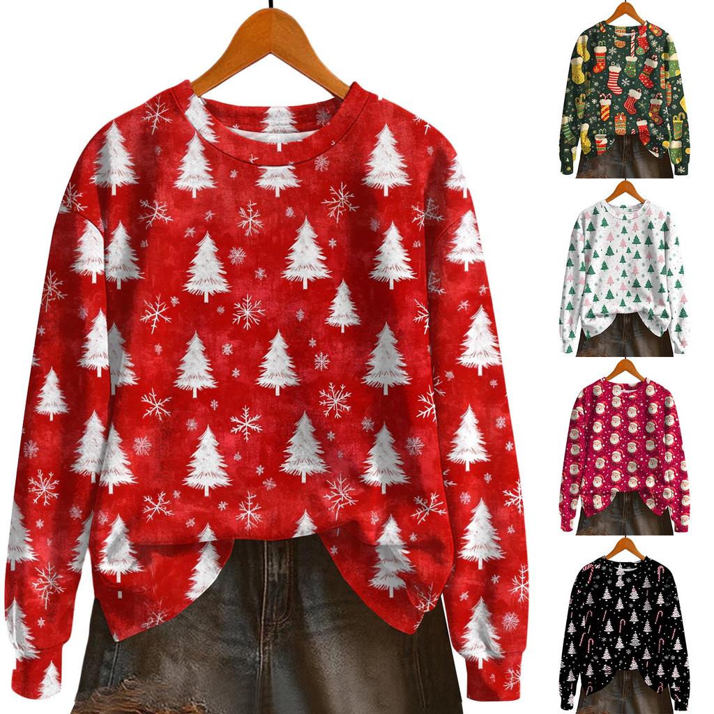 Damemote Langermet Christmas Snowman Snowflake Print Jakke Cardigan