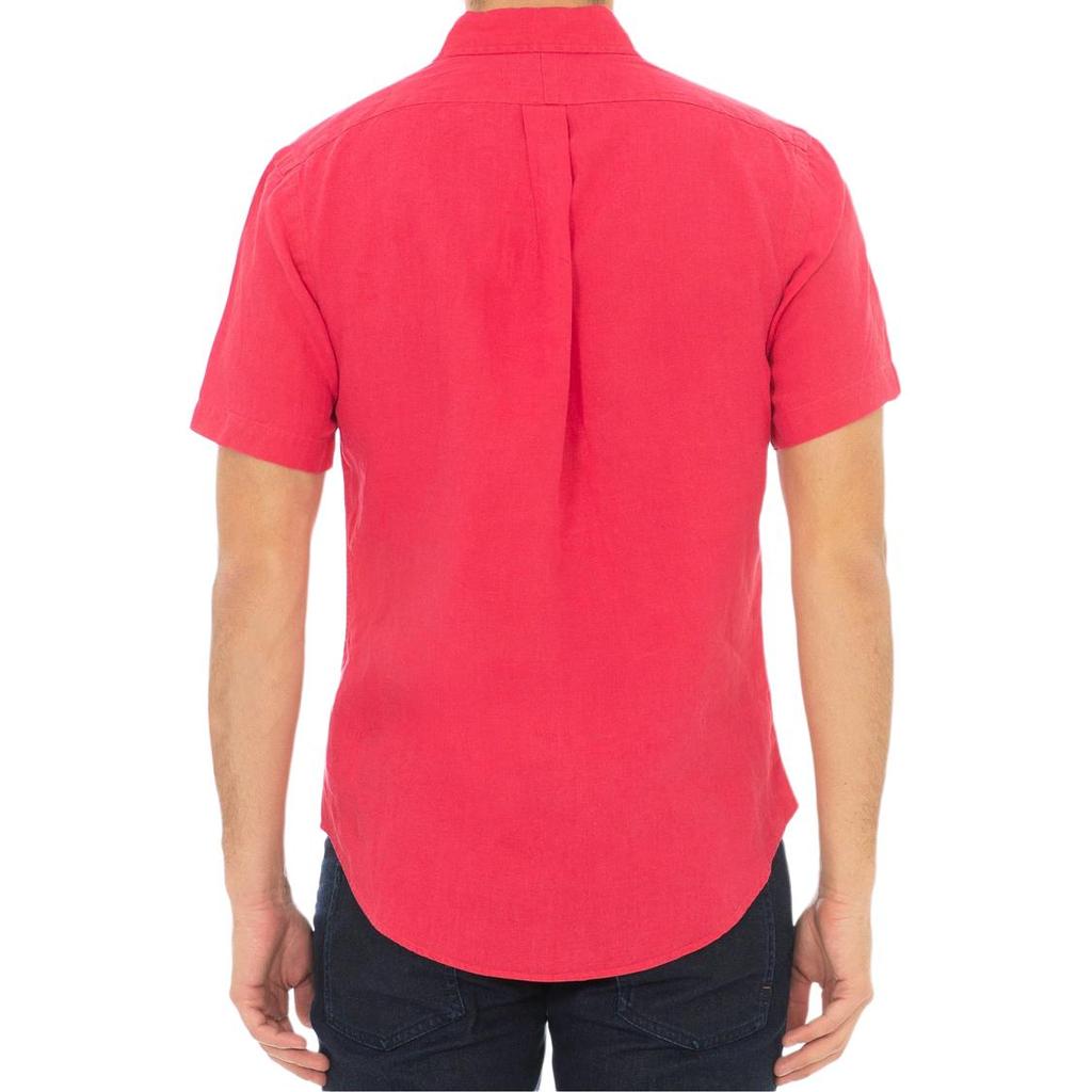 Polo Ralph Lauren SS24 Koszula z krótkim rękawem z lnu z haftowanym logo kucyka męska koszule 710741707-007