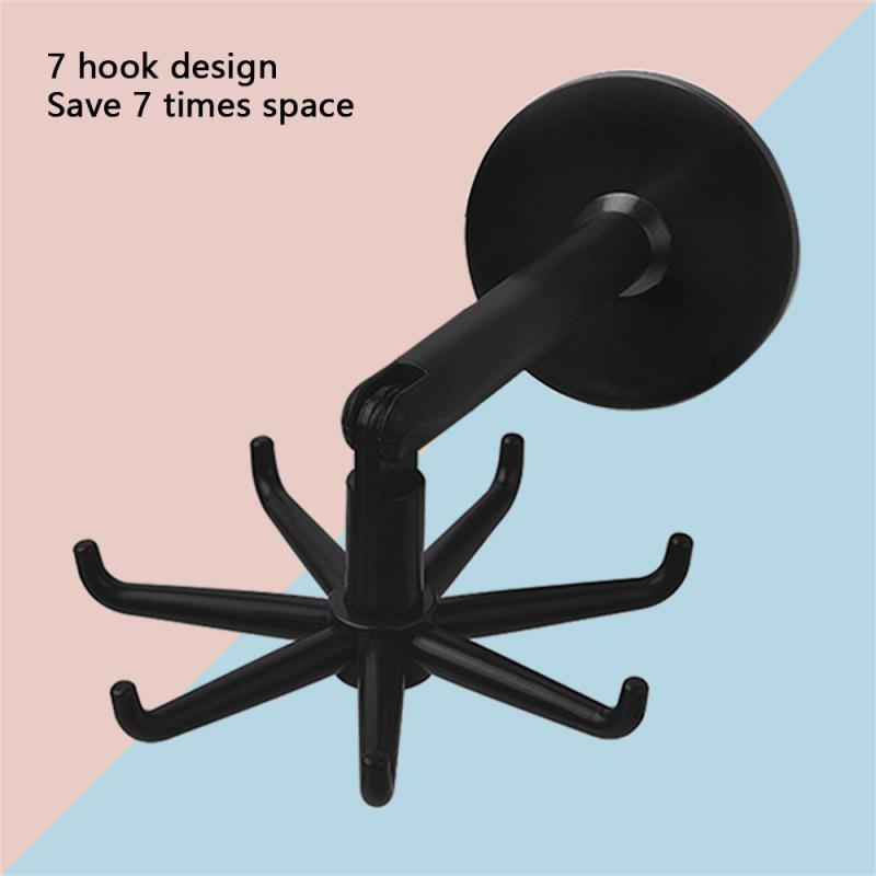 

Upgraded multi-function rotary 7-claw hook kitchen storage 360 ° seamless hook household hole-free adhesive hook
