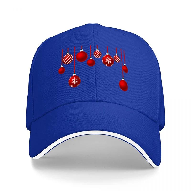 Christmas Ornaments Black Baseball Cap Holiday Design Red Baubles Pattern Fashion Accessory for Men and Women Casual Wear