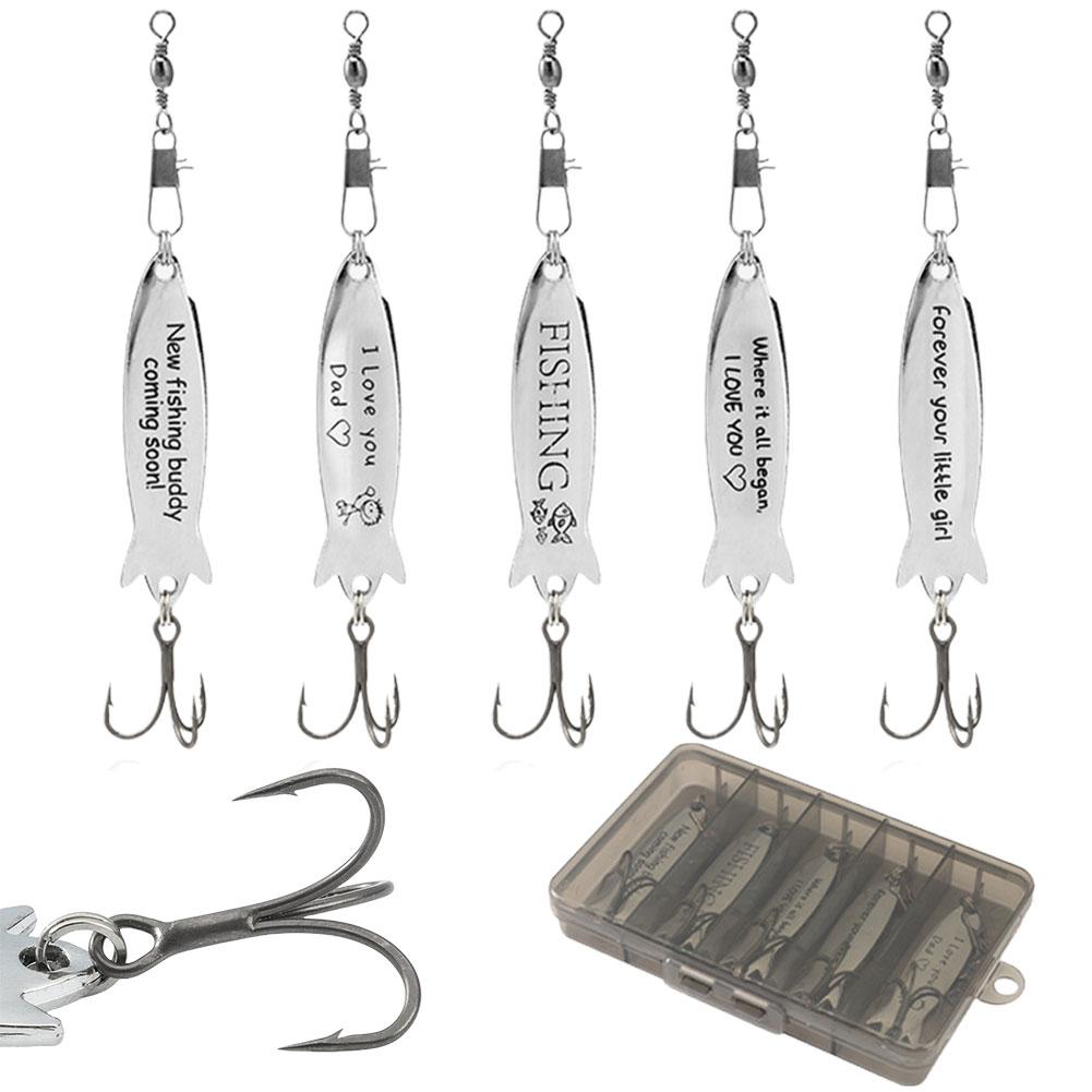 5pcs Metal Spoon Spinner Fishing Lure with Tackle Box Spoonbait Crankbaits Artificial Bait Fishing Gifts for Dad