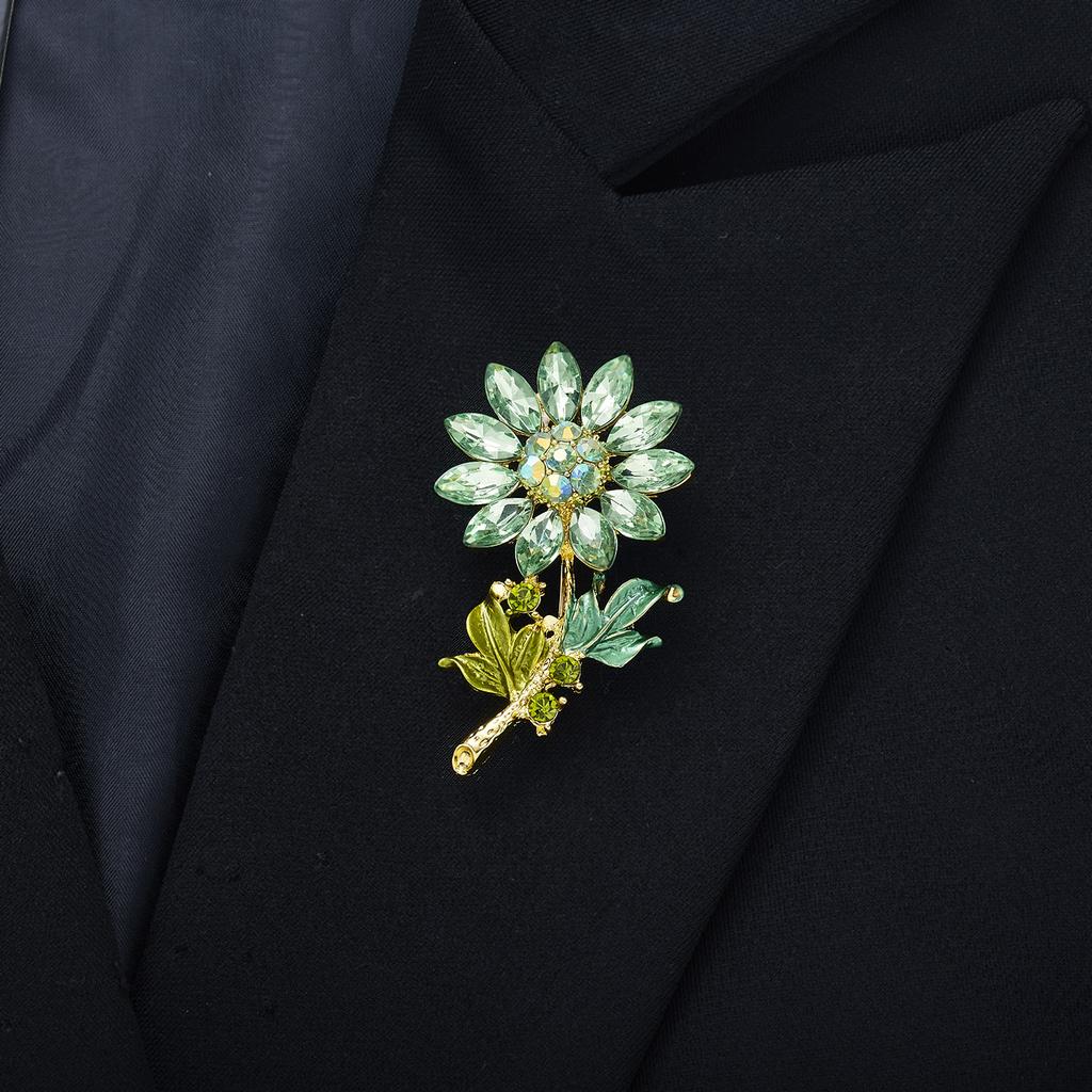 Rinhoo Броши в виде сияющих хрустальных цветов для женщин, модные эмалированные подсолнухи, свадебная одежда, корсаж, креативные букетные булавки, ювелирные изделия