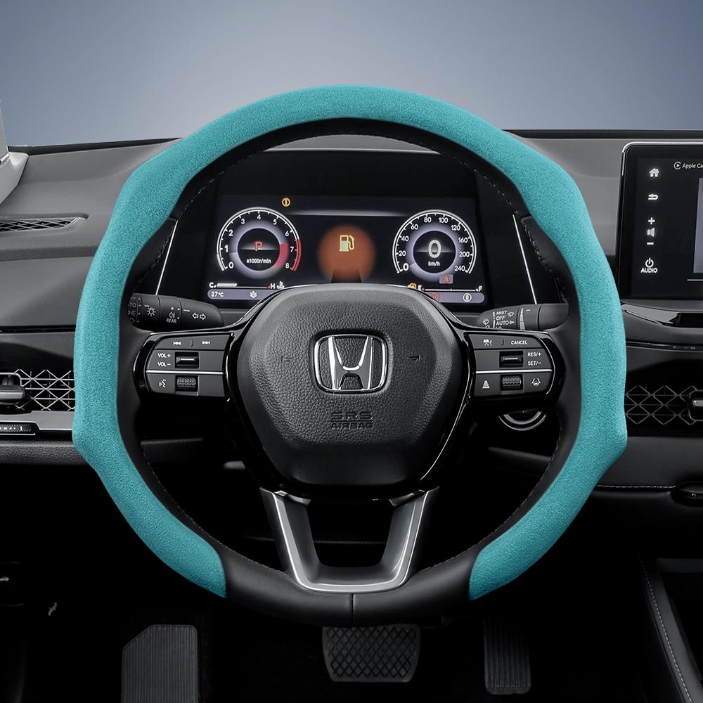 AAALV1 Suitable for Honda Premium Suede Snap-On Steering Wheel Cover Anti-Slip Durable Car Accessories Civic Fit 8Th Gen 8 City Accord 9 10 Vezel 