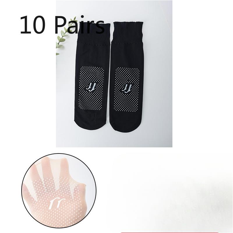 10 пар женских летних силиконовых противоскользящих носков с оборками для беременных 10 Pairs чёрный