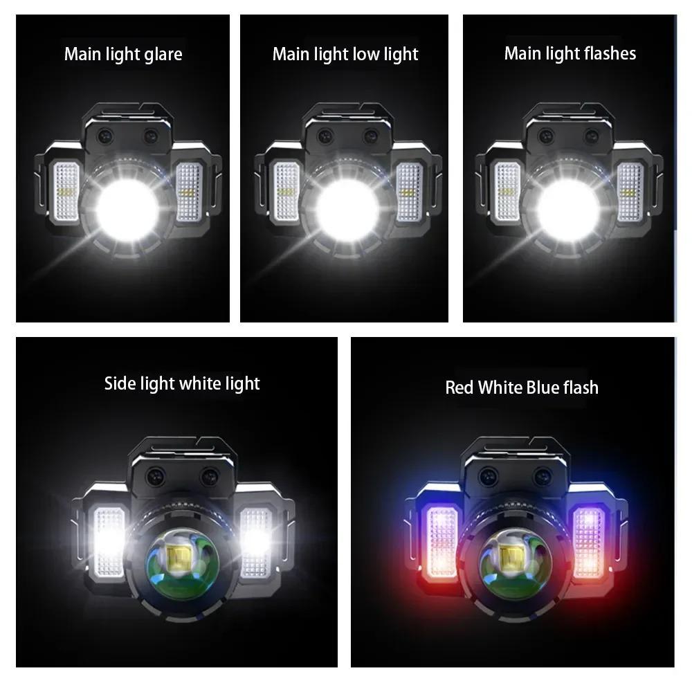 Powerful LED Motion Sensor Headlamp 18650 Rechargeable COB Headlight High Power Flashlight for Fishing Camping Hiking Running Outdoor Emergency