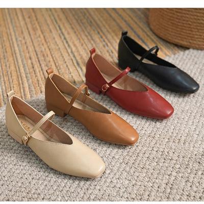 Women's Low Heel Mary Jane Shoes Comfortable Ankle Strap Mary Janes Flats Square Closed Toe Chunky Block Heels Ballet Shoes for Women Dress Shoes