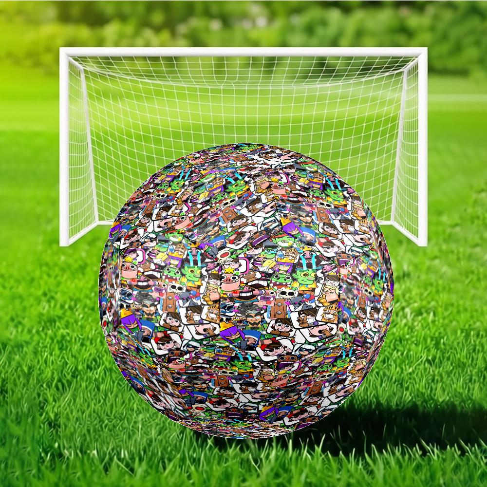 Clash Royale Heroes Collage Soccer Ball Size 5 Soccer Ball, Machine-stitched, Soft and Comfortable, Suitable for Training and Matches Fan Gift