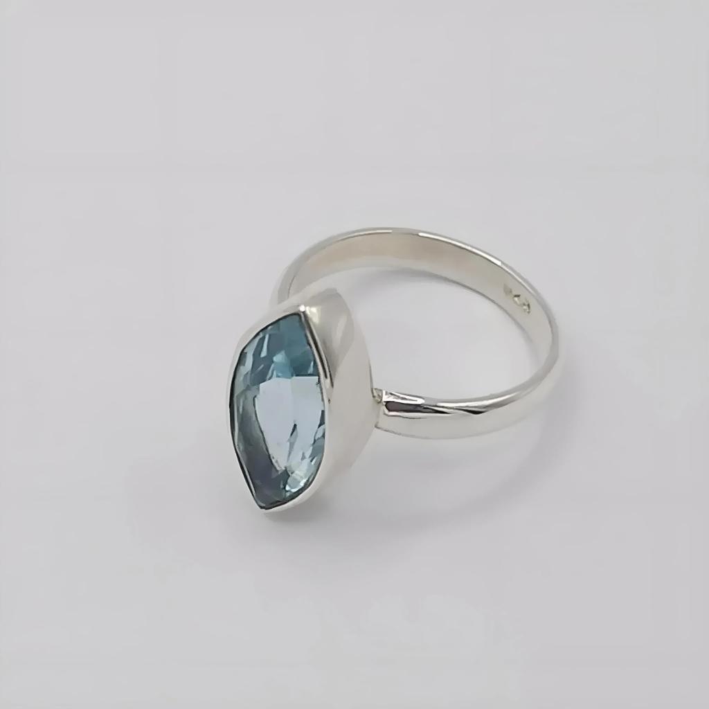 Blue Topaz Ring, 925 Sterling Silver Handmade Promise Ring for Women, Natural Marquise Gemstone Jewelry, December Birthstone