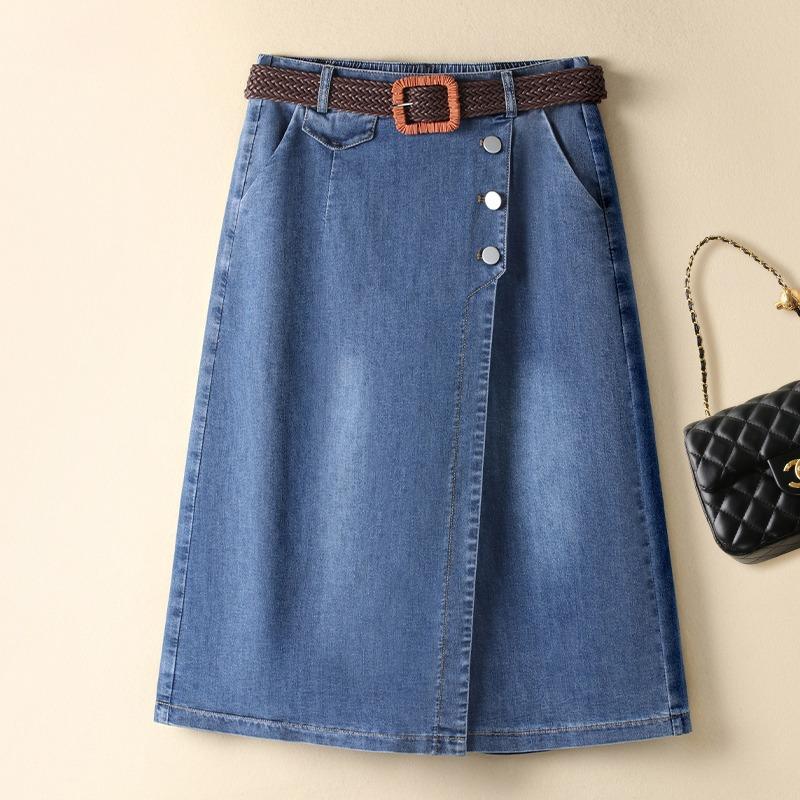 

Джинсовая юбка с полукорпусом тонкие юбки для женщин летние укороченные брюки юбки нового стиля с высокой талией свободные широкие брюки шорты 3XL синий