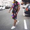 Men's sports suit short sleeved T-shirt and summer fashionable football shorts two-piece set new 2025