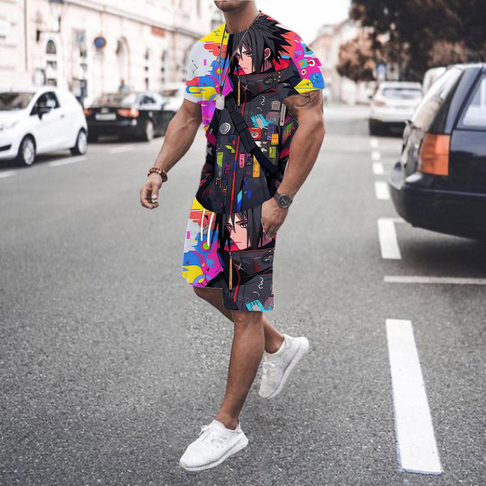Men's Sports Suit Short Sleeved T-shirt and Summer Fashionable Football Shorts Two-piece Set New 2025