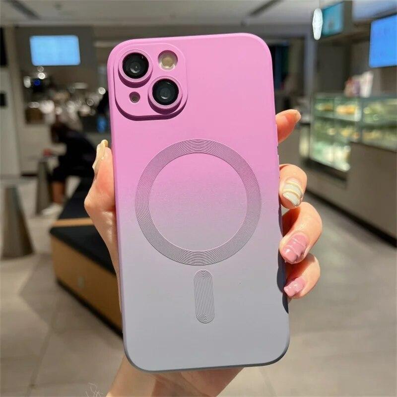 Husă de telefon din silicon moale cu model gradient de lux pentru iPhone 15 14 13 11 12 Pro Max Plus Husă antișoc magnetică cu încărcare fără fir Magsafe