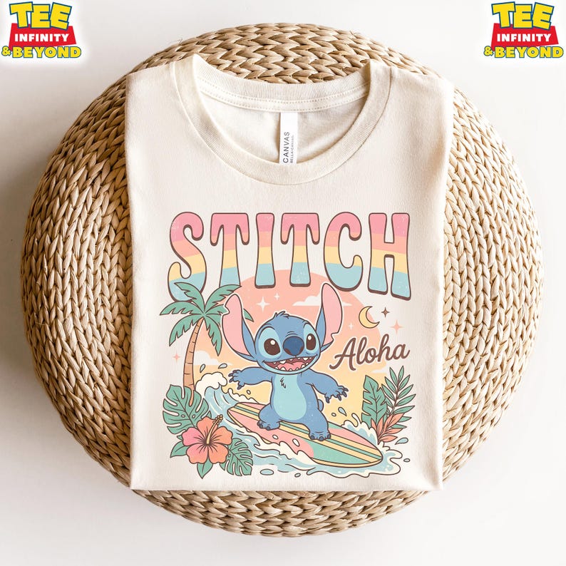 Disney Stitch Aloha T-Shirt, Stitch Summer Vibes T-Shirt, Disney Lilo And Stitch Beach Vacation T-Shirt, Disney Tropical Summer Trip T-Shirt 140