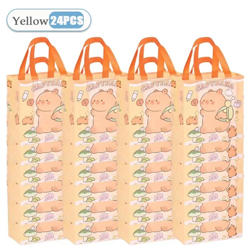 12-48PCS Cute Cartoon Capybara Tote Bag Non-Woven Fabrics Candy Gift Bag Portable Handbag Foldable Shopping Bag Party Supplies