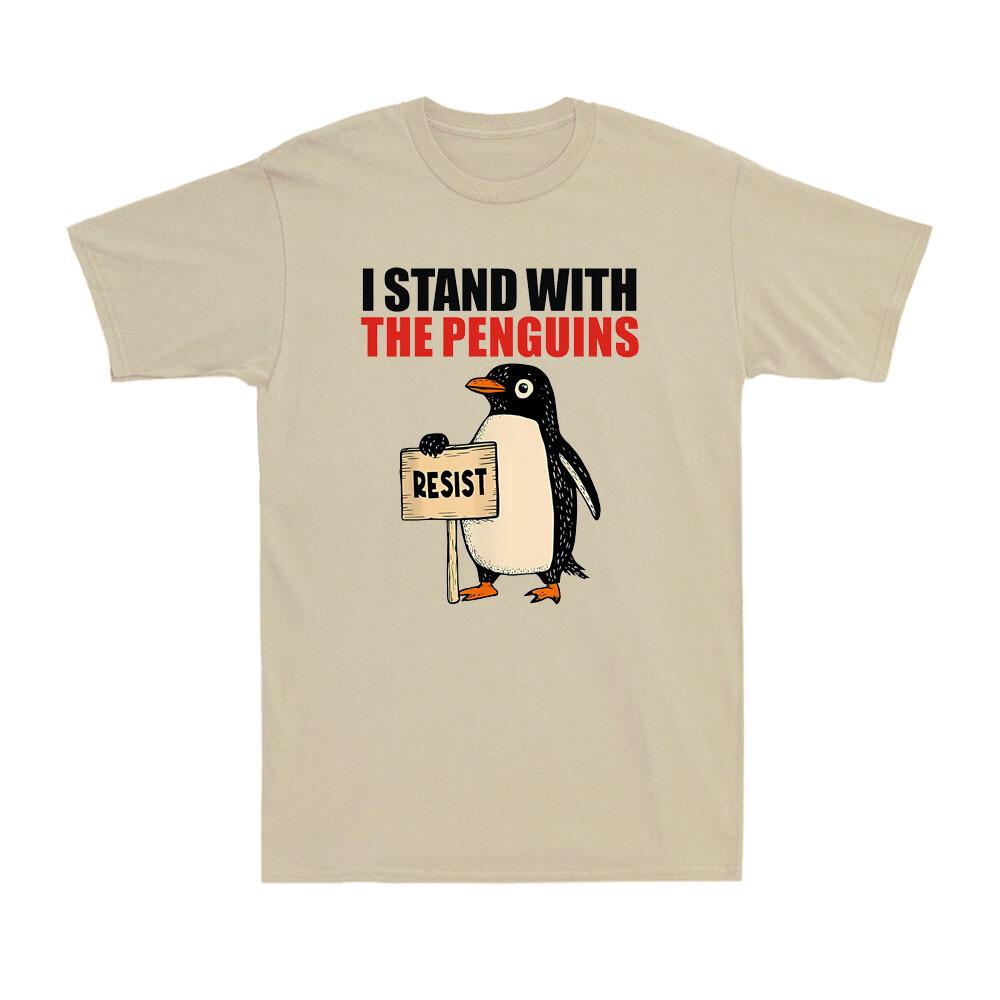 I Stand With The Penguins Penguin Tariff Protest Against Tariffs Men s T-Shirt Unisex T-Shirt L