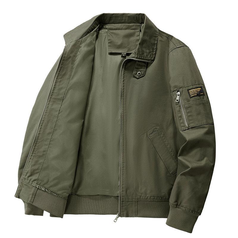 Chaqueta de vuelo retro para hombre, chaqueta de trabajo para otoño e invierno, chaqueta informal holgada.