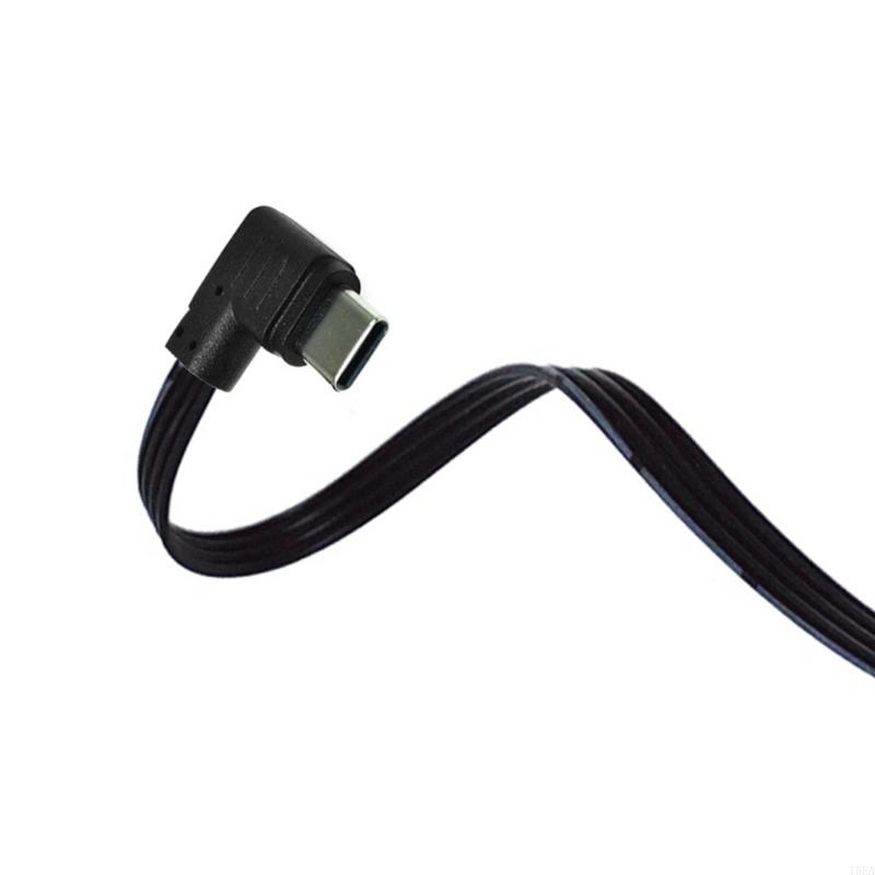 USB 2.0 Male to USB C Data Cord Wire Straight Head/90 Degree Bend Flat Cable for Tablet Phones 480Mbps Data Transfer