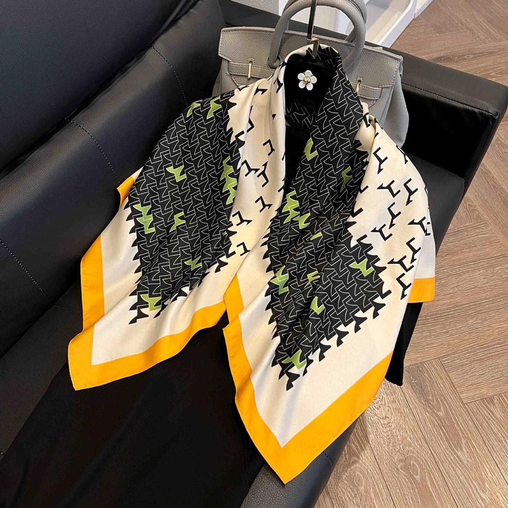 91Cm square scarf silk scarf women's new literary and fashion scarf accessories autumn and winter retro versatile shawl