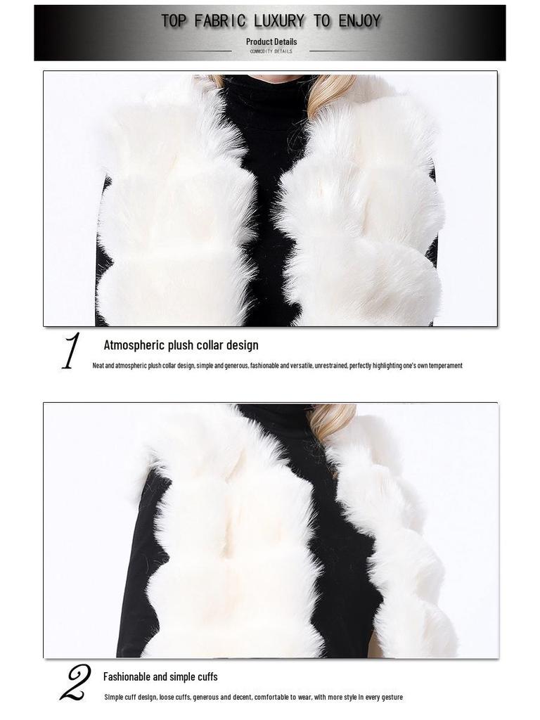 Women's Mid-Length Fox Fur Vest - European and American Style Fur Coat