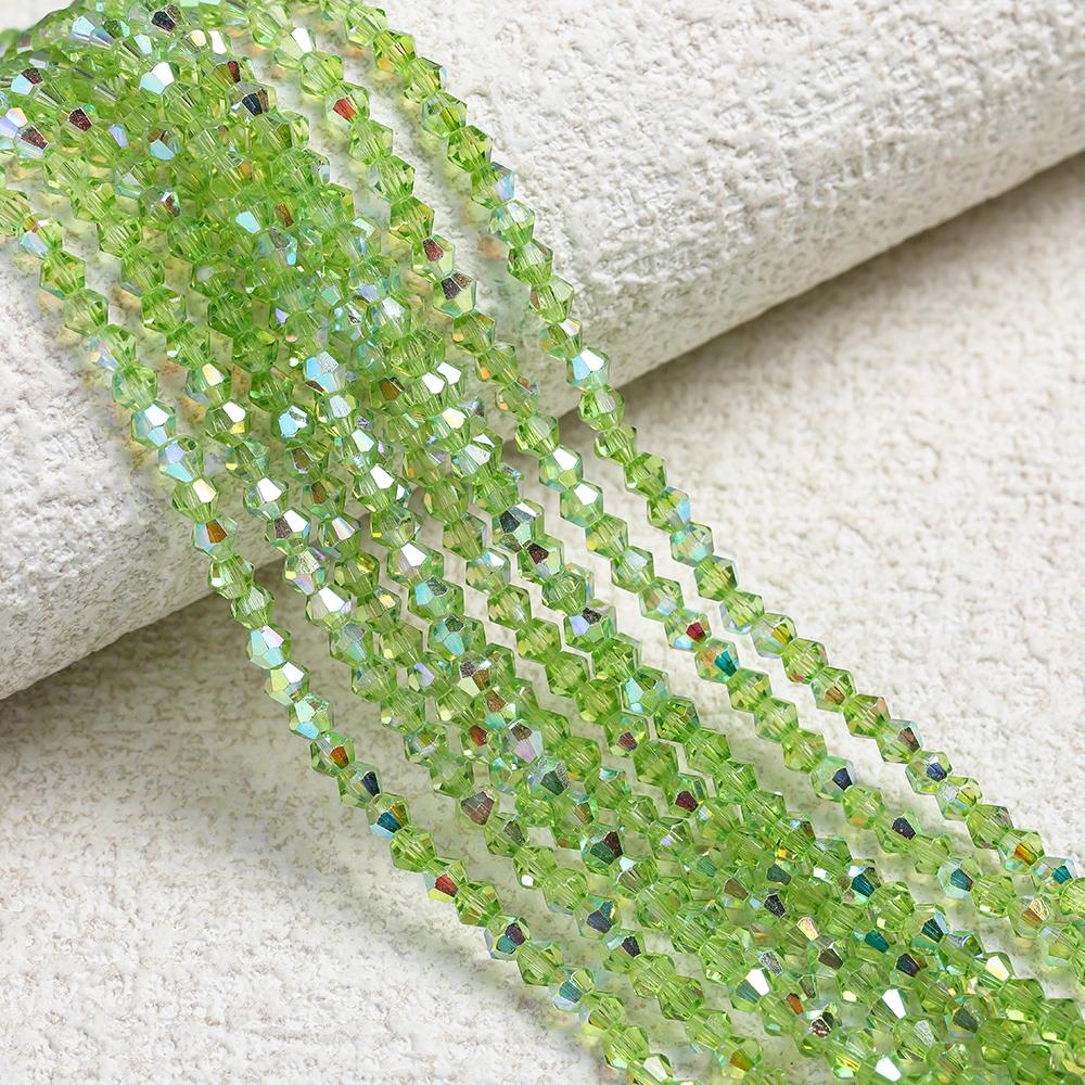1 Strip 4mm Shiny Crystal Beads Bicone Beads 80pcs Glass Beads Loose Spacer Beads for Bracelet DIY Jewelry Making