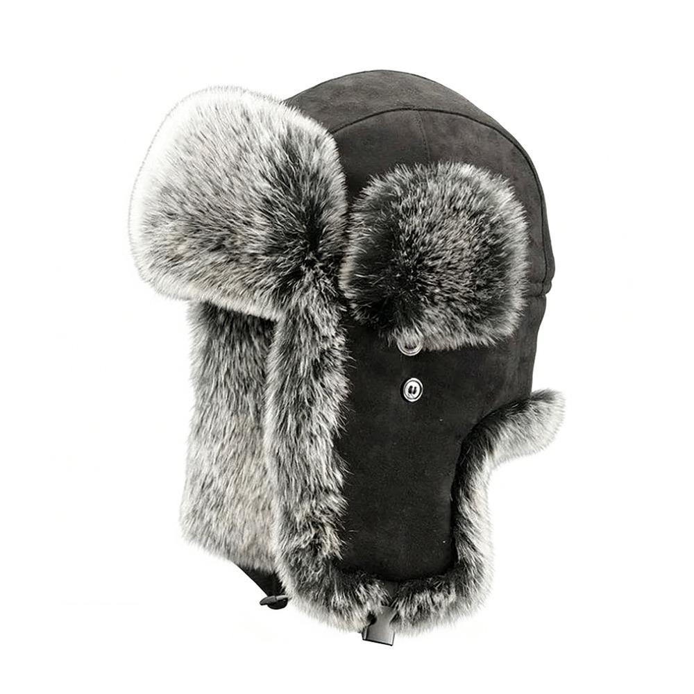 

New Warm Bomber Hats Windproof Imitation Faux Fur Trapper Hat Faux Fur Earflap Winter чёрный