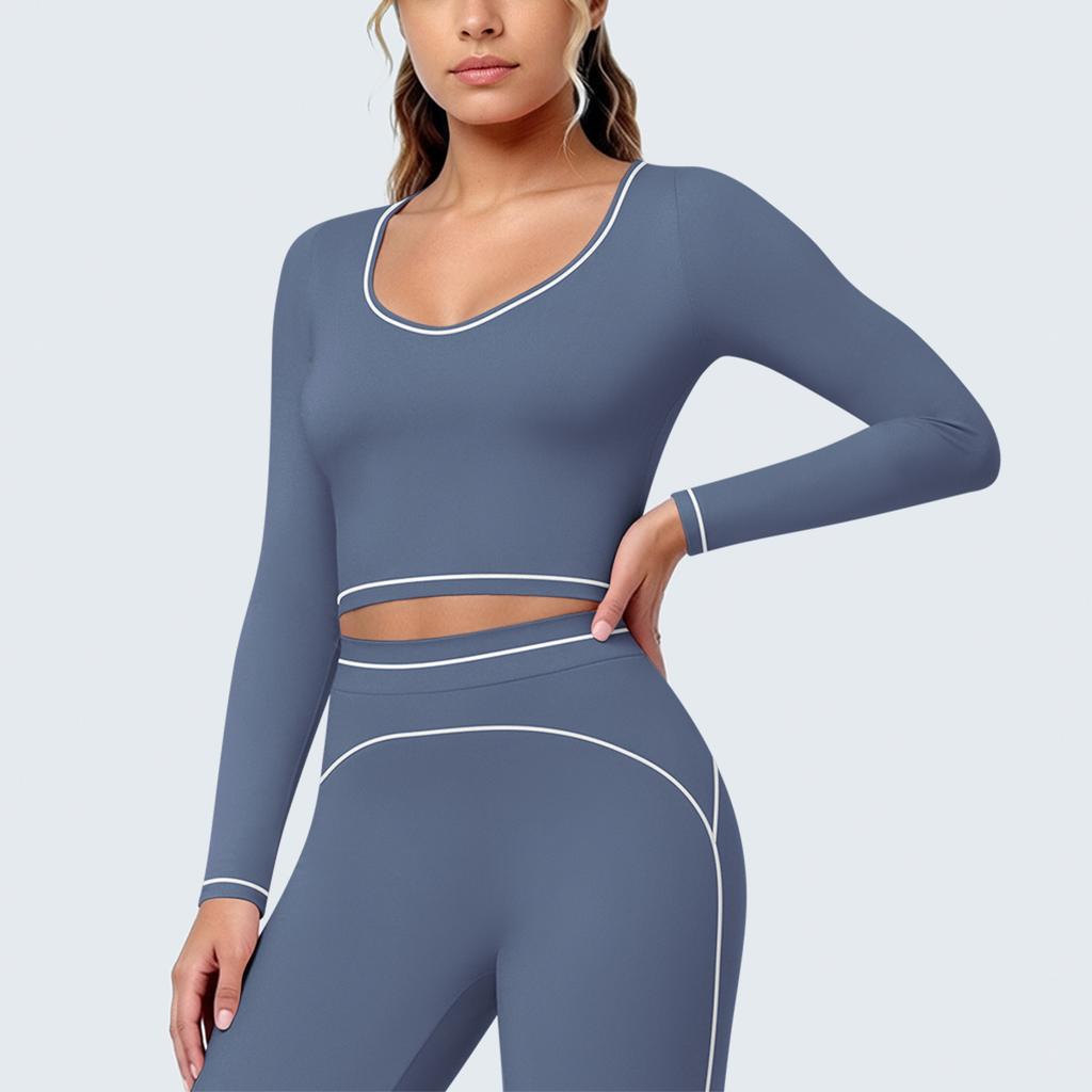 New contrasting color tight high elastic breathable yoga suit six-piece sports running fitness yoga suit women