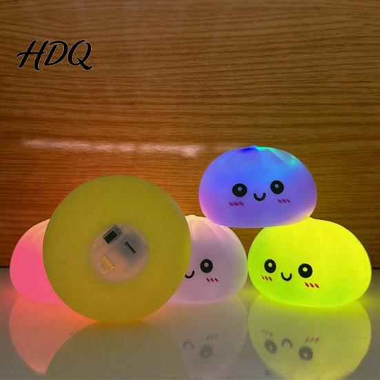 Rice Dumpling Stress Reliever Glow In the Dark Bun Squeeze Toy LED Light Up Relief Soft Skin-friendly Toy Fidget Sensory for Adults Kids Cute Desk