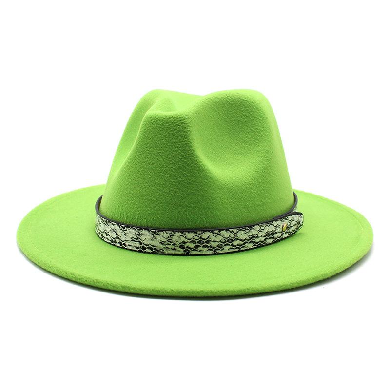 Seasonal White Big Eaves Hat Flat Edge Top Hat Men'S And Women'S Woolen Jazz Hat Lmn173