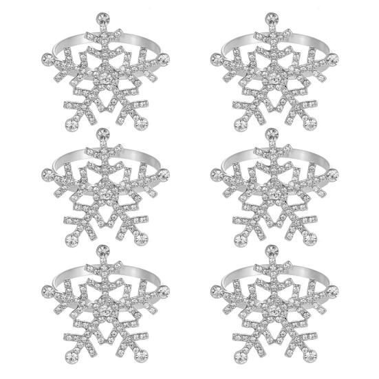 1/2/6Pcs Golden Metal Napkin Ring Faux Pearl Decor Snowflake Design Winter-themed Napkin Holders Weddings Parties Table Decor