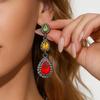 Silver Needle Rhinestone Water Drop Tassel Stud Earrings: Vintage, High-End, Elegant Accessories for Women.