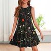 Summer Sleeveless 3D Printed Colorful Flower Pattern Casual Girls's Dresses