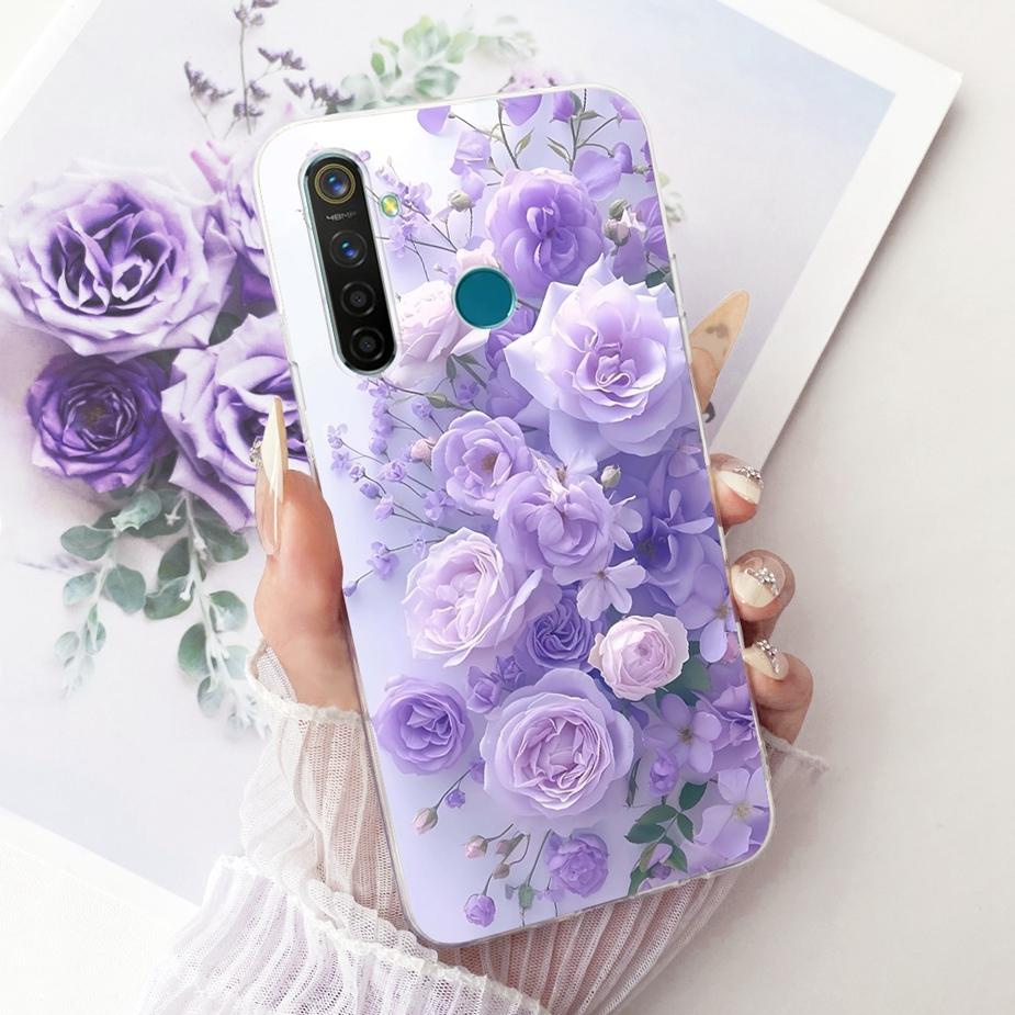 For Realme 5 5i 5S Realme5 Pro Luxury Bow Flowers Painted Cover Soft Silicone Phone Case For Realme 5 Pro 5i 5S Back Cover Coque