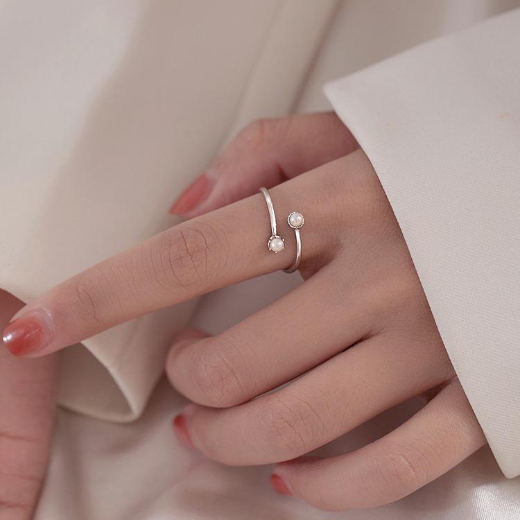 925 Pearl Ring - Japanese Minimalist Design, Luxury Index Finger Jewelry for Women
