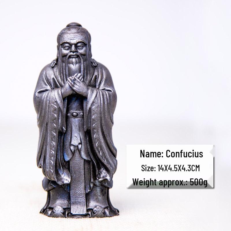 

Чугунное украшение в стиле Конфуция - Изготовленный вручную настольный декор для гостиной или кабинета 14cm
