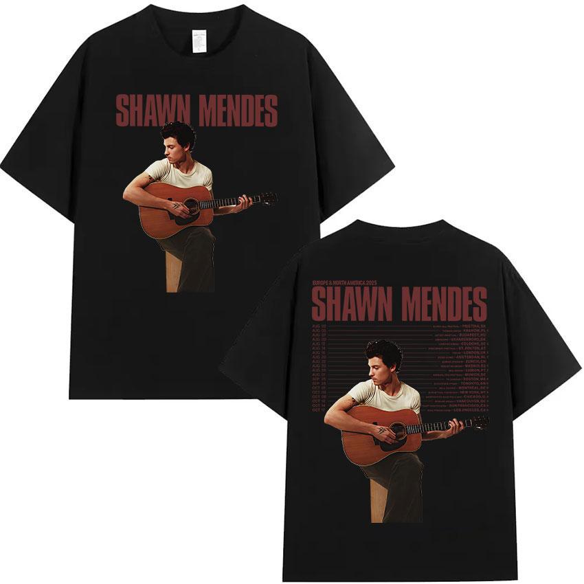 Zpěvák Shawn Mendes Turné 2025 Grafické tričko k albu Pánská móda Vysoce kvalitní bavlněná trička Hip Hop Gotické Tričko s krátkým rukávem