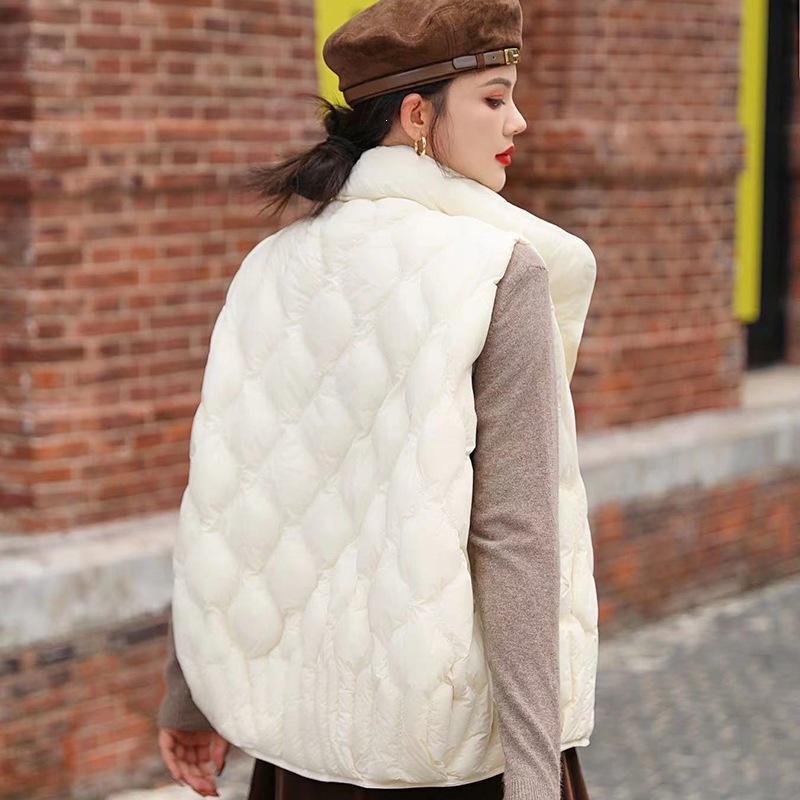 Women's Stand Collar White Duck Down Vest, 2026 Autumn/Winter Collection - Fashionable, Warm, Short Jacket