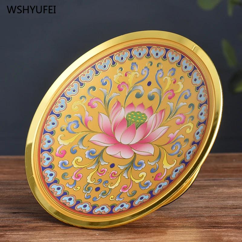 Alloy Household Fruit Tray Censer Supply Platform Water Cup Shrine Lamp Sacrificial Supplies Buddhist Hall Temple Crafts Decor