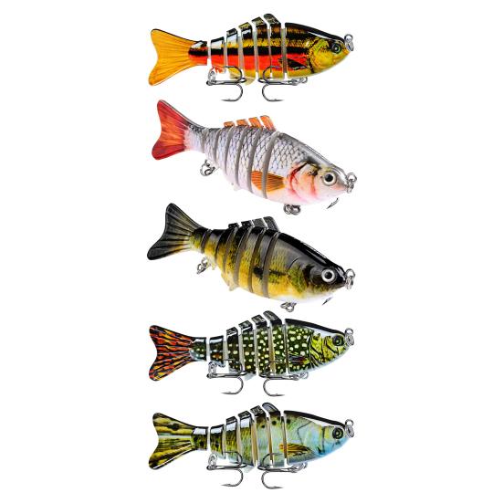 3/5Pcs Fishing Lures 3D Swimming Bait with Treble Hooks Realistic Looking Bright Colors Compact Portable Hard Bait Artificial Lure