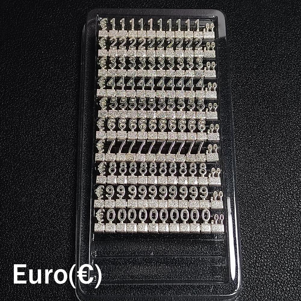 Cube Design 3D Price Tag Zinc Alloy Combined Price Tag Reusable Digital Price Tag  Gift Shop Silver-Euro(€)